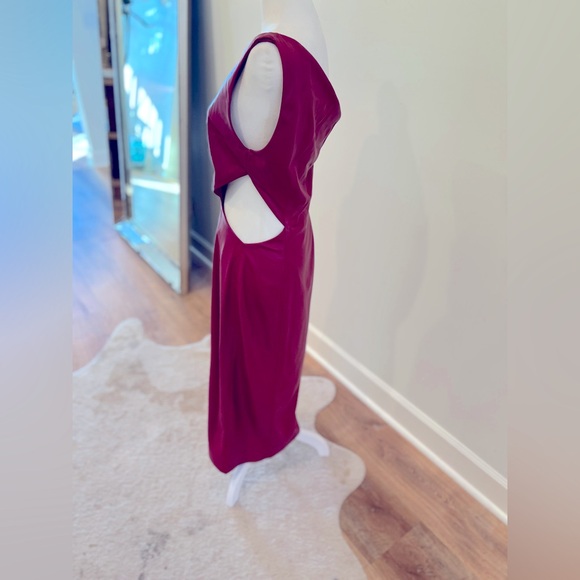 •House of Harlow 1960 •x REVOLVE •Bordeaux Faux Leather •Midi Dress Red •Size:S - Picture 7 of 9
